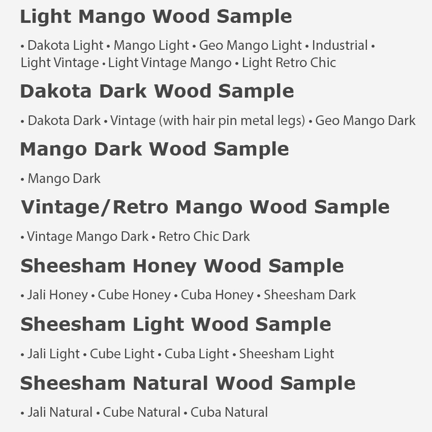 Wood Samples Wood Samples