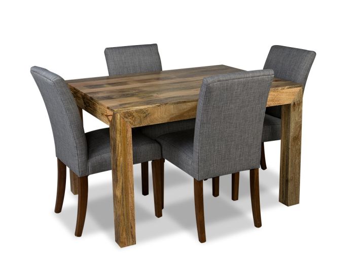 Light Dakota 120cm Dining Table & 4 Milan Fabric Chairs