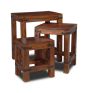 Jali Sheesham - Nest of Tables - In Stock-Honey