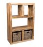 Light Dakota 98cm Open Bookcase with Rattan Baskets