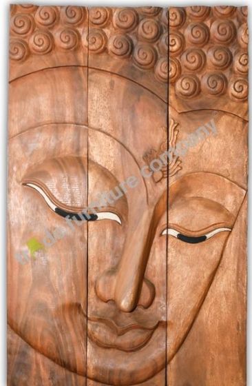 Carved Wooden Buddha Plaque
