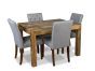 Light Mango Wood 120cm Dining Table & 4 Milan Button Fabric Chair