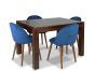Mango Wood 120cm Dining Table & 4 Zena Velvet Chairs