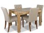 Light Dakota 120cm Dining Table & 4 Milan Button Fabric Chairs