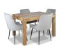 Light Mango Wood 120cm Dining Table & 4 Henley Velvet Chairs