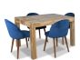 Light Dakota 120cm Dining Table & 4 Zena Velvet Chairs (2 Colours)