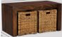 Mango Wood Small Open Coffee Table with Rattan Baskets