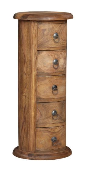 Jali Sheesham - 32cm 5 Drawer Slim Drum - Natural - In Stock