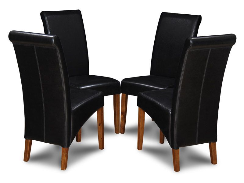 Black leather dining chairs set of 4 top