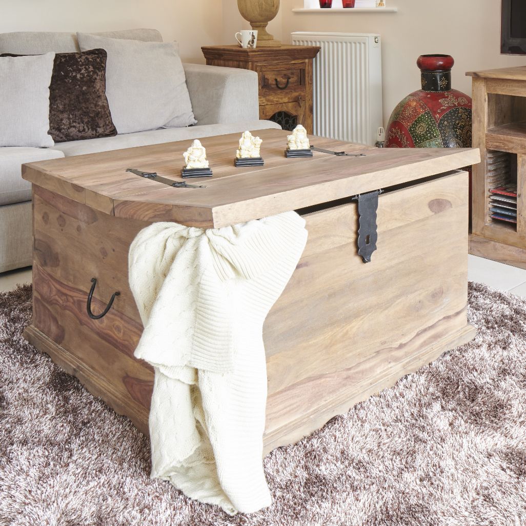 Jali Natural Square Trunk Coffee Table In Stock