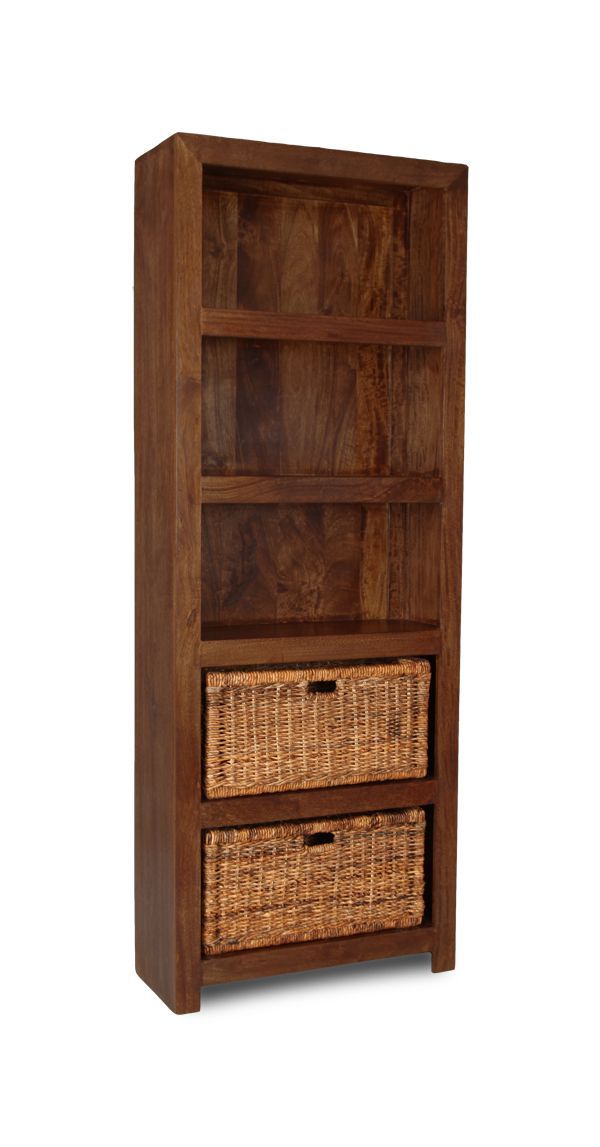 Dakota Tall Shelves with Rattan Baskets In Stock
