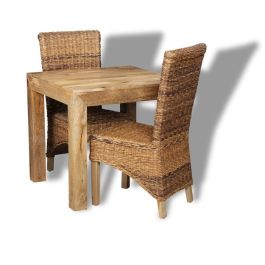 Dakota 80cm Dining Table & 2 Rattan Chairs view 3