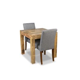 Light Mango Wood 80cm Dining Table & 2 Milan Fabric Chair view 3