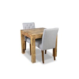 Light Dakota 80cm Dining Table & 2 Milan Button Fabric Chair view 3