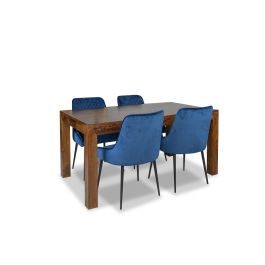 160cm Dakota Dining Table and 4 Henley Velvet Chairs view 3