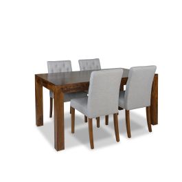 160cm Dakota Dining Table & 4 Milan Button Fabric Chairs view 3