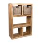 Light Dakota 98cm Open Bookcase with Rattan Baskets