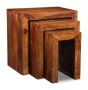 Cube Sheesham - Nest of Tables - In Stock-Honey