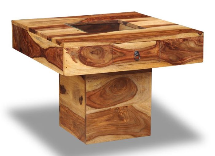 Jali Sheesham Light 60cm Pebble Coffee Table - Last one Remaining