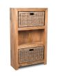 Light Mango Wood Medium Shelves and Rattan Wicker Baskets