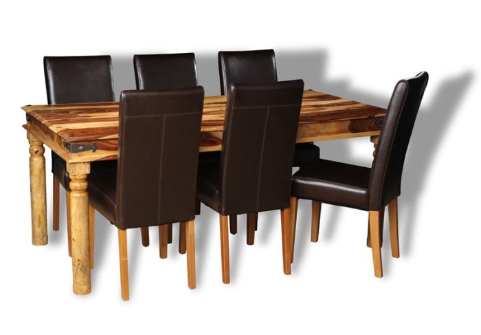 Large Jali Light Dining Table & 6 Barcelona Chairs