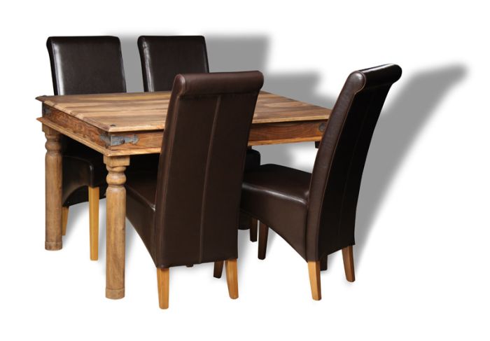 Small Jali Natural Dining Table & 4 Rollback Chairs