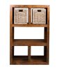 Dakota 98cm Open Bookcase with Rattan Baskets