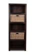 Mango Wood Bookcase with Rattan Wicker Baskets