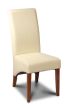 Cream Leather Rollback Dining Chair