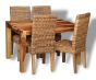 Small Cube Light Dining Table & 4 Rattan Chairs
