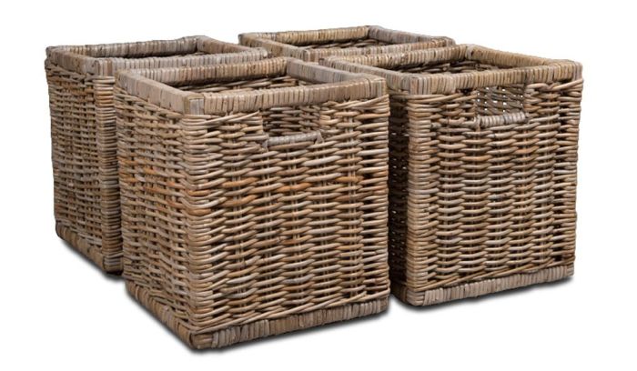 Set of 4 Rattan Wicker Baskets