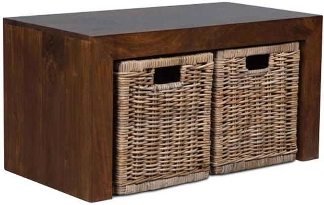 Dakota Coffee Table with 2 Rattan Baskets