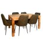 Light Mango Wood 160cm Dining Table & 6 Henley Velvet Dining Chairs