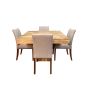 Light Dakota 120cm Cube Dining Table & 4 Milan Fabric Chairs