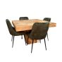 Light Dakota 120cm Cube Dining Table & 4 Henley Velvet Dining Chairs
