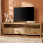 Light Dakota Mango Wood Large 200cm Media Unit - In Stock 