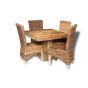 Light Mango Wood 90cm Cube Dining Table & 4 Rattan Chairs
