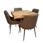 Light Mango Wood 90cm Cube Dining Table & 4 Faux Leather Dining Chairs