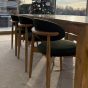 Scandi Green Velvet Oak Dining Chair - Light Leg - Due 30th May