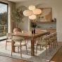 Light Dakota 220cm Mango Wood Dining Table & 8 Scandi Cream Boucle Oak Dining Chair - Due Late May