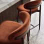 Scandi Rust-Orange Velvet Oak Bar Stool - Dark Leg - Due Late June 