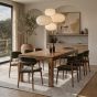 Light Dakota 220cm Mango Wood Dining Table & 8 Scandi Green Velvet Oak Dining Chair - Due Late May