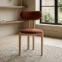 Aspen Orange Rust Velvet Oak Dining Chair