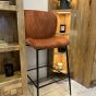 Ex-Display Orange Velvet Bar Stool - Last One Remaining