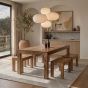 Light Mango Wood 220cm Dining Table & 4 90cm Benches - Due 27th April