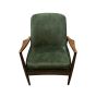 Green Velvet Oak Wood Armchair - Three Available