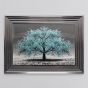 Teal Cherry Tree Framed Art - In Stock