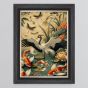 Oriental Framed Art - Crane & Koi - In Stock
