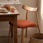 Japandi Rust Orange Velvet Oak Dining Chair - In Stock