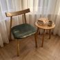Japandi Green Velvet Oak Dining Chair - Due 31st January